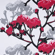 Swedish Giant Roses Red and Gray Cotton