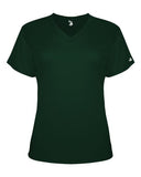 Camiseta de manga corta con cuello en V de rendimiento triblend para mujer