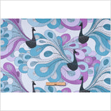 Swedish Aqua and Orchid Peacock Cotton