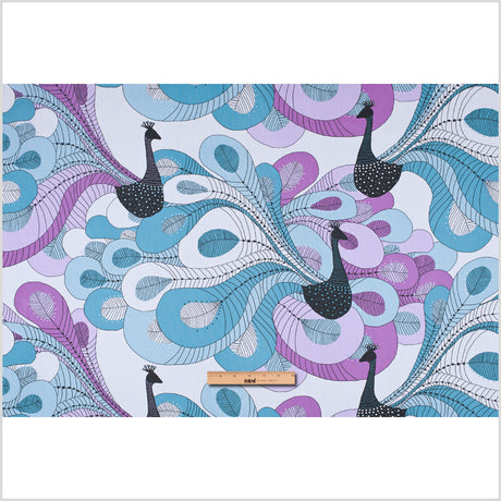Swedish Aqua and Orchid Peacock Cotton