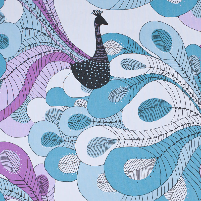 Swedish Aqua and Orchid Peacock Cotton