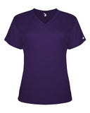 Camiseta de manga corta con cuello en V de rendimiento triblend para mujer