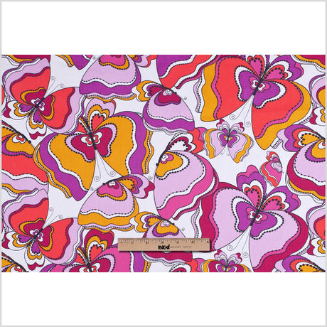 Swedish Orange and Purple Mod Butterflies Cotton