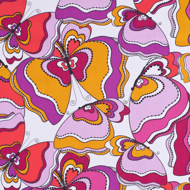 Swedish Orange and Purple Mod Butterflies Cotton