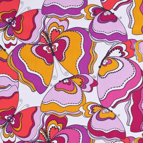 Swedish Orange and Purple Mod Butterflies Cotton