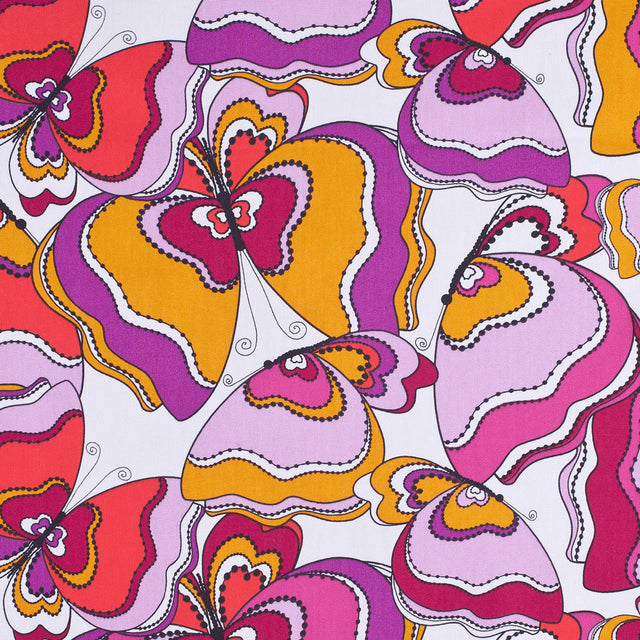 Swedish Orange and Purple Mod Butterflies Cotton