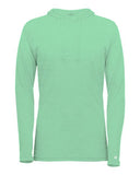 Camiseta con capucha de manga larga para mujer de mezcla triple con escote cruzado