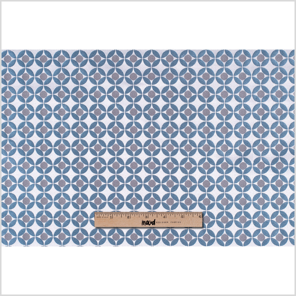 Petrol Geometric Poly-Cotton Brocade