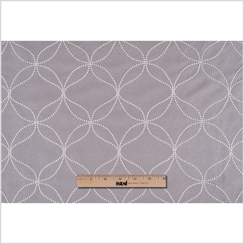 Silver Embroidered Geometric "Menswear" Poly