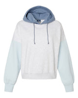 Women's Sueded Fleece Colorblocked Crop Hooded Sweatshirt