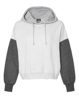 Women's Sueded Fleece Colorblocked Crop Hooded Sweatshirt