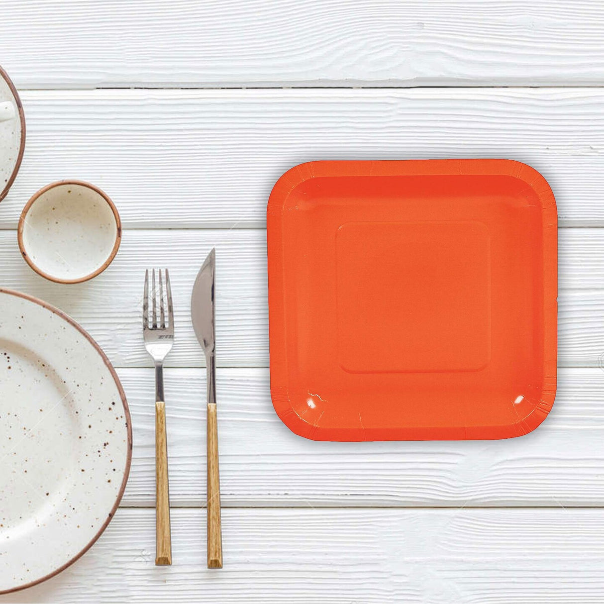 24 Count Orange Square Paper Dessert Plates for Birthday Party Wedding Events 7 Inch