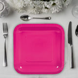 24 Count Hot Pink Square Paper Dessert Plates for Birthday Wedding Baby Shower Events 7 Inch