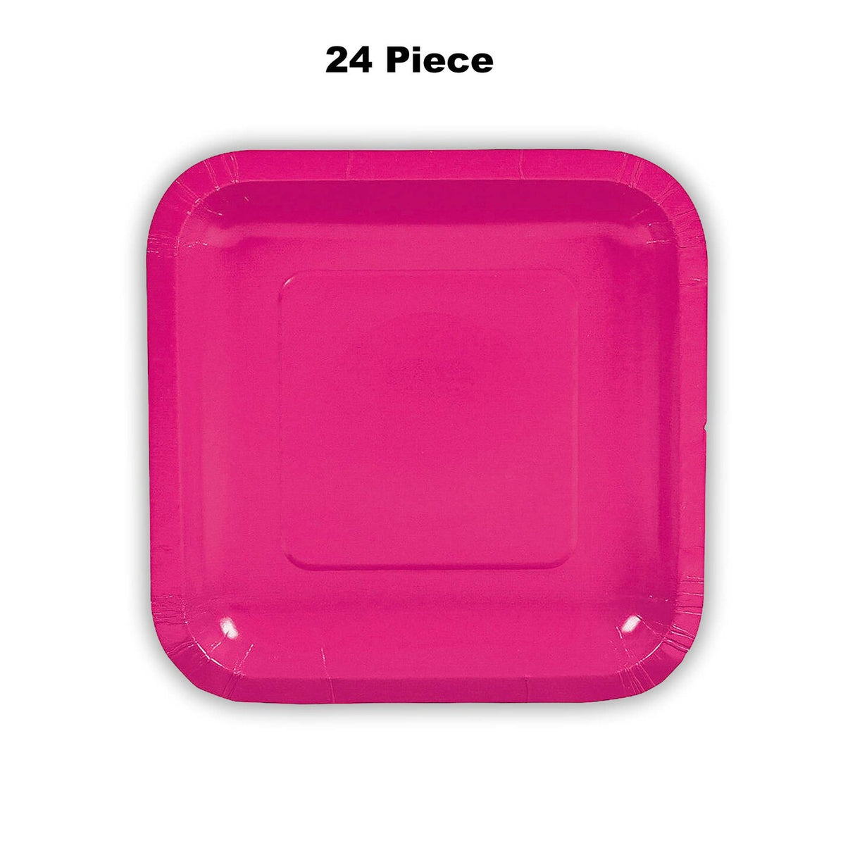 24 Count Hot Pink Square Paper Dessert Plates for Birthday Wedding Baby Shower Events 7 Inch