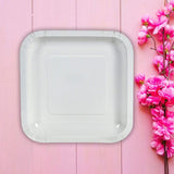 24 Count White Square Paper Dessert Plates for Wedding Birthday Baby Shower Party Disposable Supplies 7 Inch
