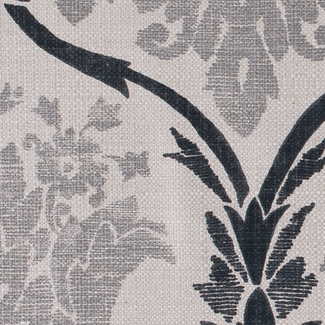Gray Grand Floral Print Cotton-Blend Woven