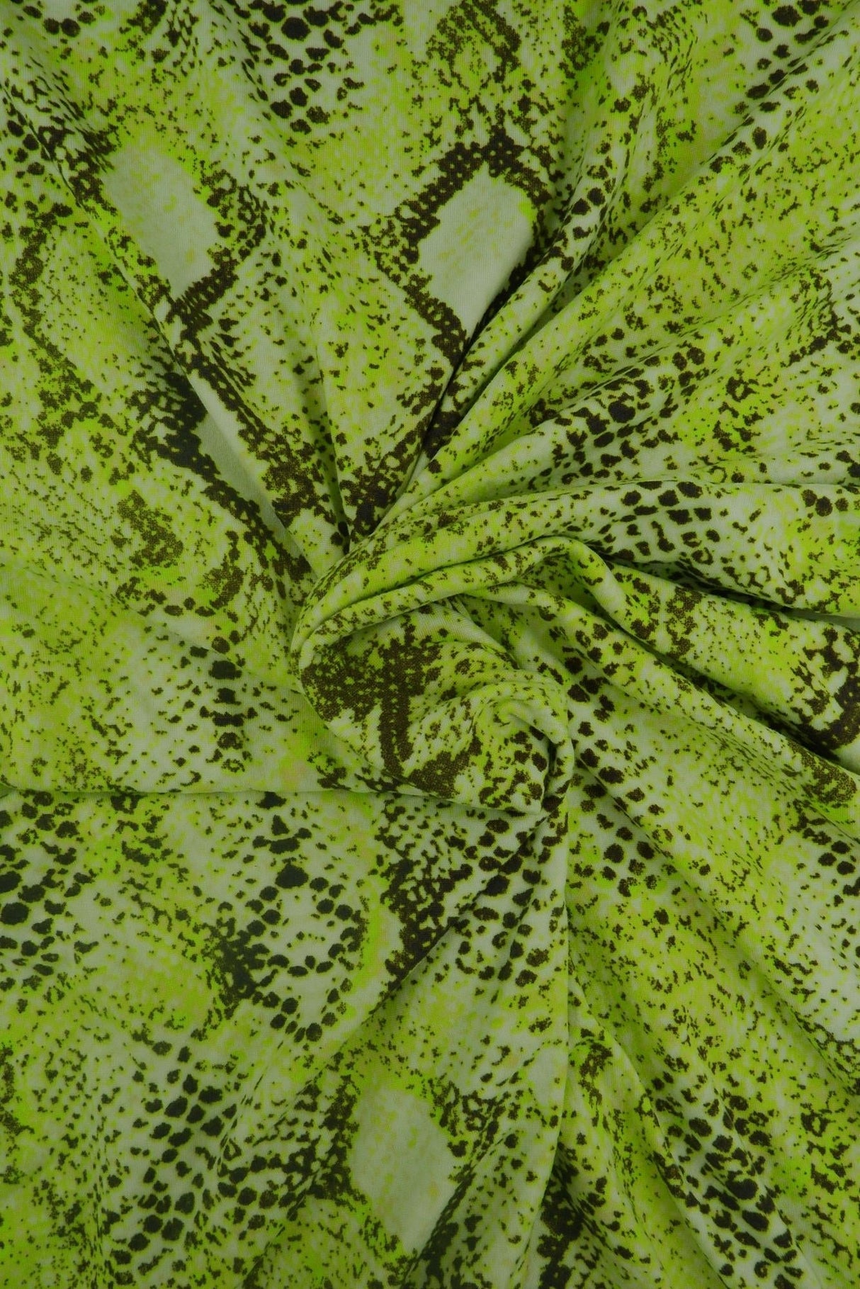 Snake Skin Print DTY Brushed Knit Lime Neon