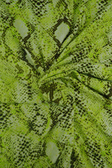 Snake Skin Print DTY Brushed Knit Lime Neon
