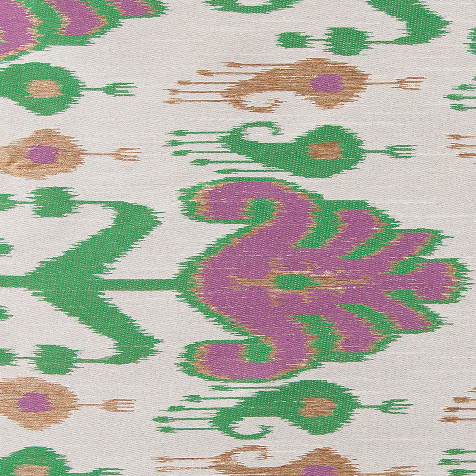 Green and Purple Double-Wide Ikat Print Poly Woven