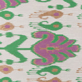 Green and Purple Double-Wide Ikat Print Poly Woven