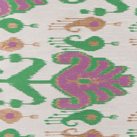 Green and Purple Double-Wide Ikat Print Poly Woven