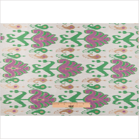 Green and Purple Double-Wide Ikat Print Poly Woven