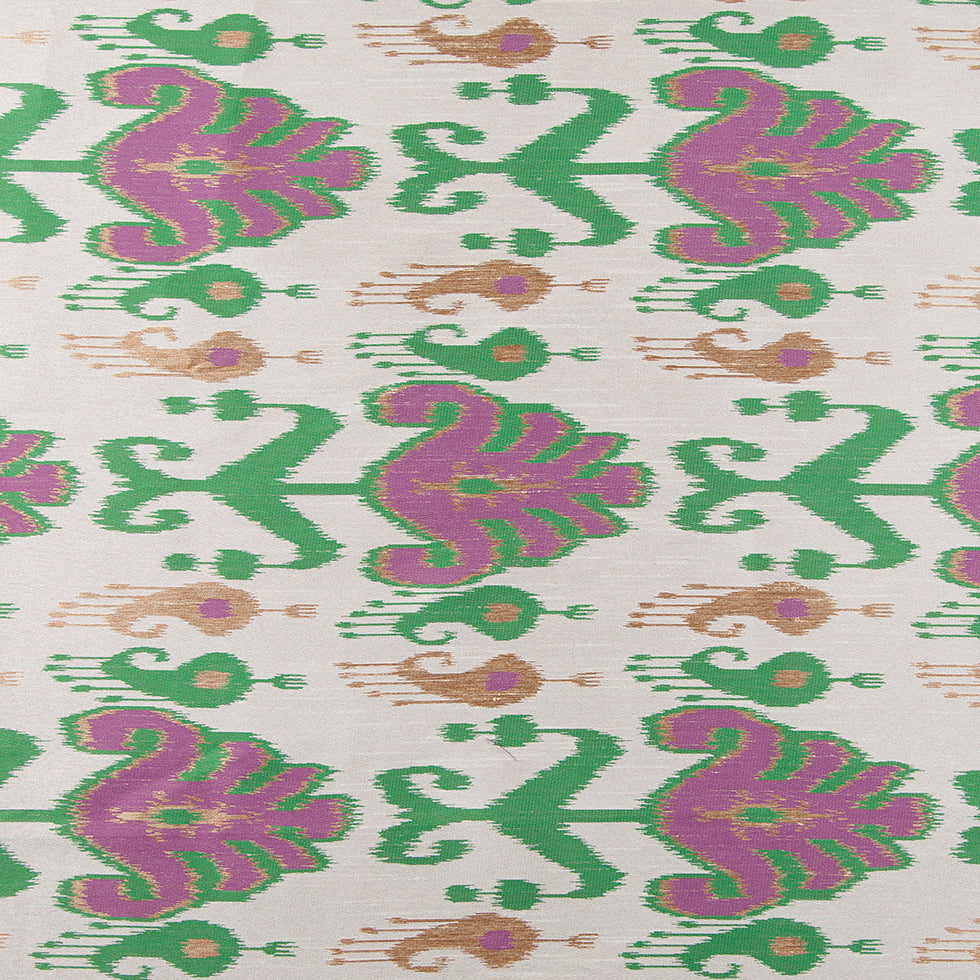 Green and Purple Double-Wide Ikat Print Poly Woven