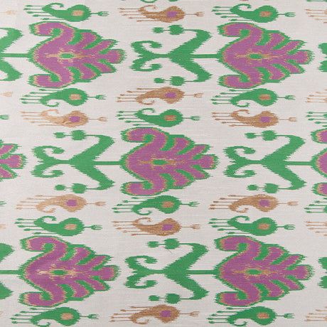 Green and Purple Double-Wide Ikat Print Poly Woven