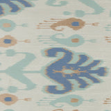 Aqua Double-Wide Ikat Print Poly Woven