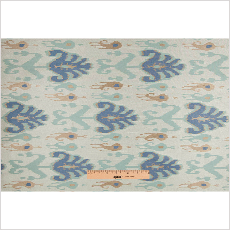 Aqua Double-Wide Ikat Print Poly Woven