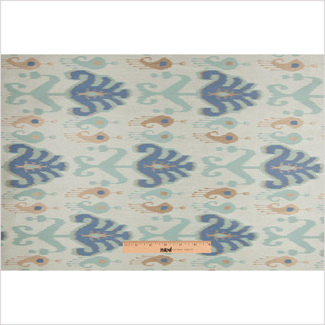 Aqua Double-Wide Ikat Print Poly Woven
