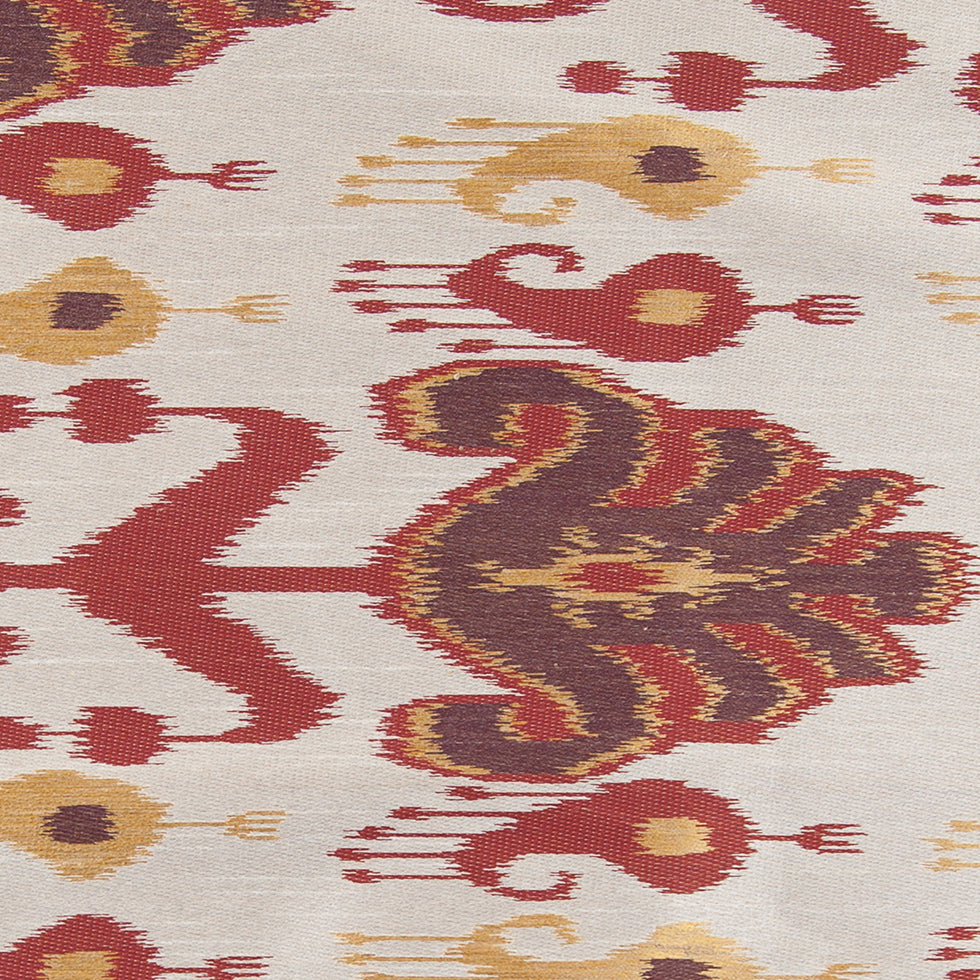 Rust, Brown and Gold Double-Wide Ikat Print Poly Woven