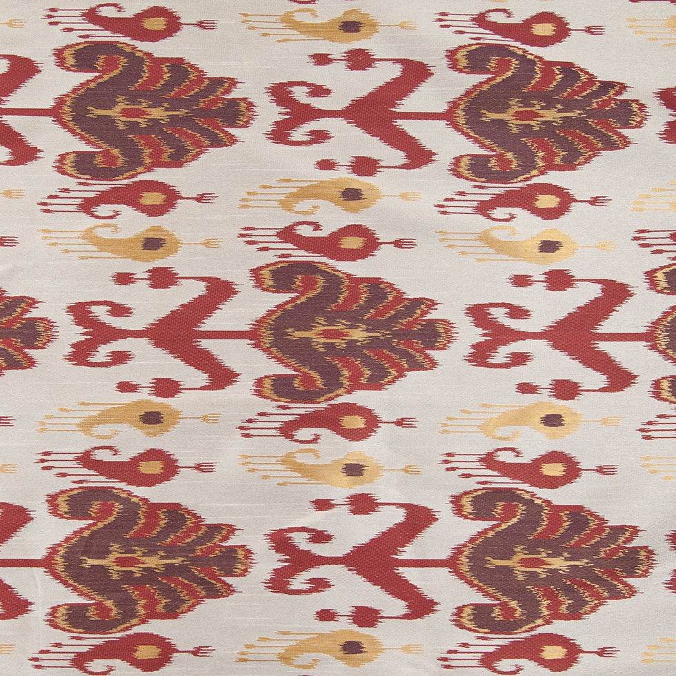 Rust, Brown and Gold Double-Wide Ikat Print Poly Woven