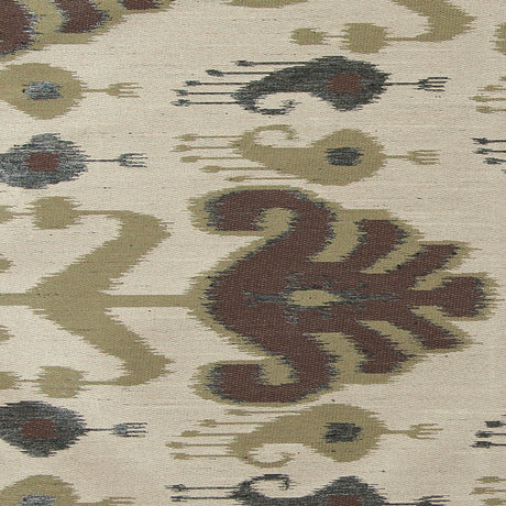 Olive Double-Wide Ikat Print Poly Woven