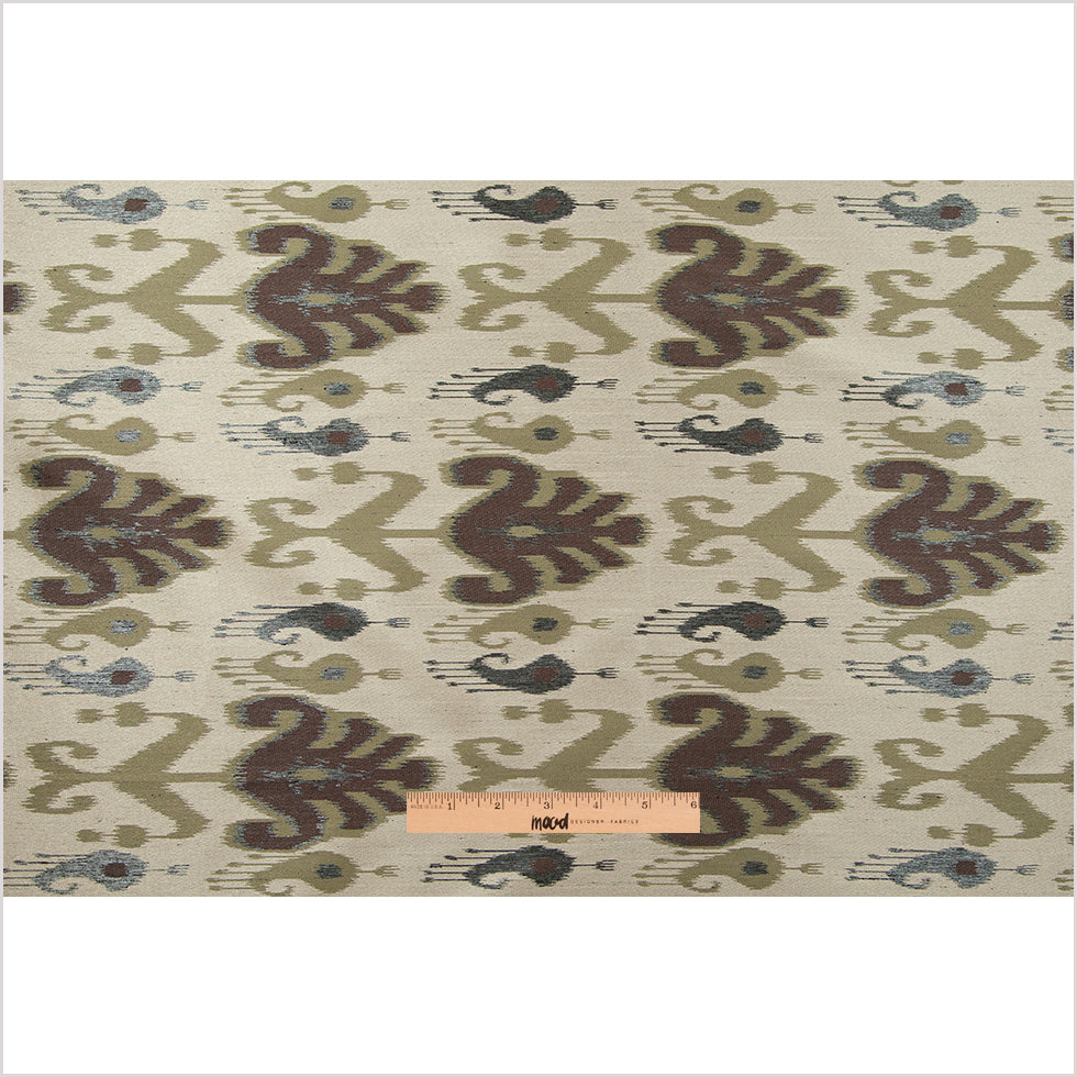 Olive Double-Wide Ikat Print Poly Woven