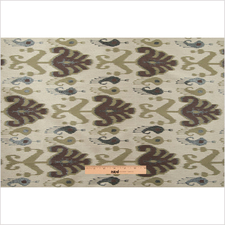 Olive Double-Wide Ikat Print Poly Woven
