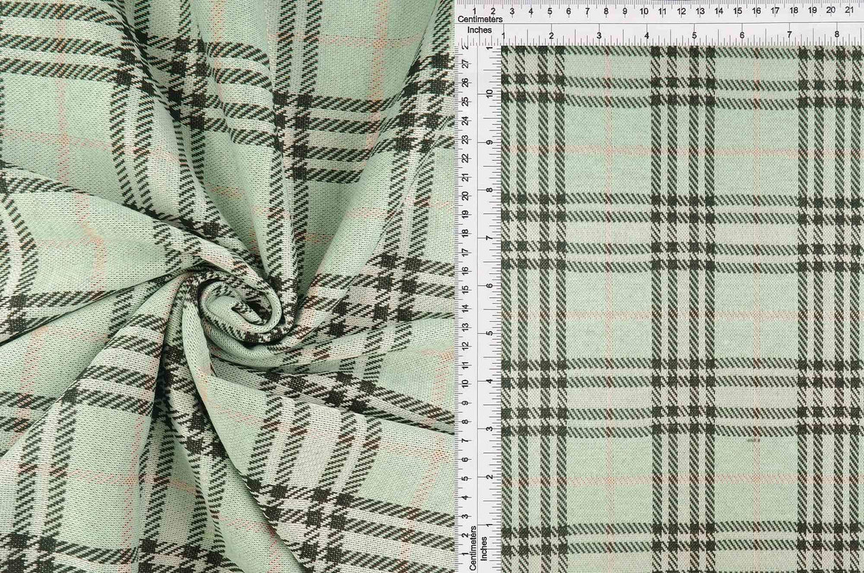 1 Yard Knit Jacquard Plaid Fabric 240 GSM, 58/60? Wide Polyester Spandex Blend