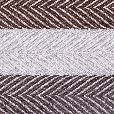 Ivory and Brown Herringbone Stripes Poly Brocade
