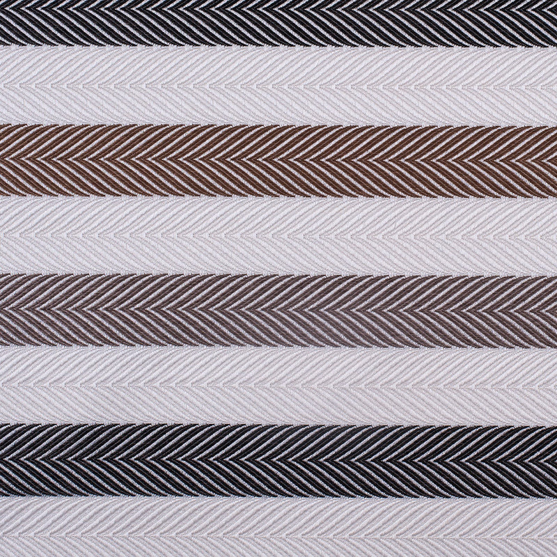 Ivory and Brown Herringbone Stripes Poly Brocade