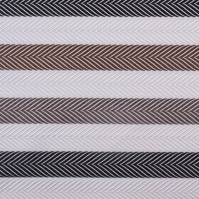 Ivory and Brown Herringbone Stripes Poly Brocade