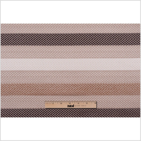 Tan Herringbone Stripes Poly Brocade