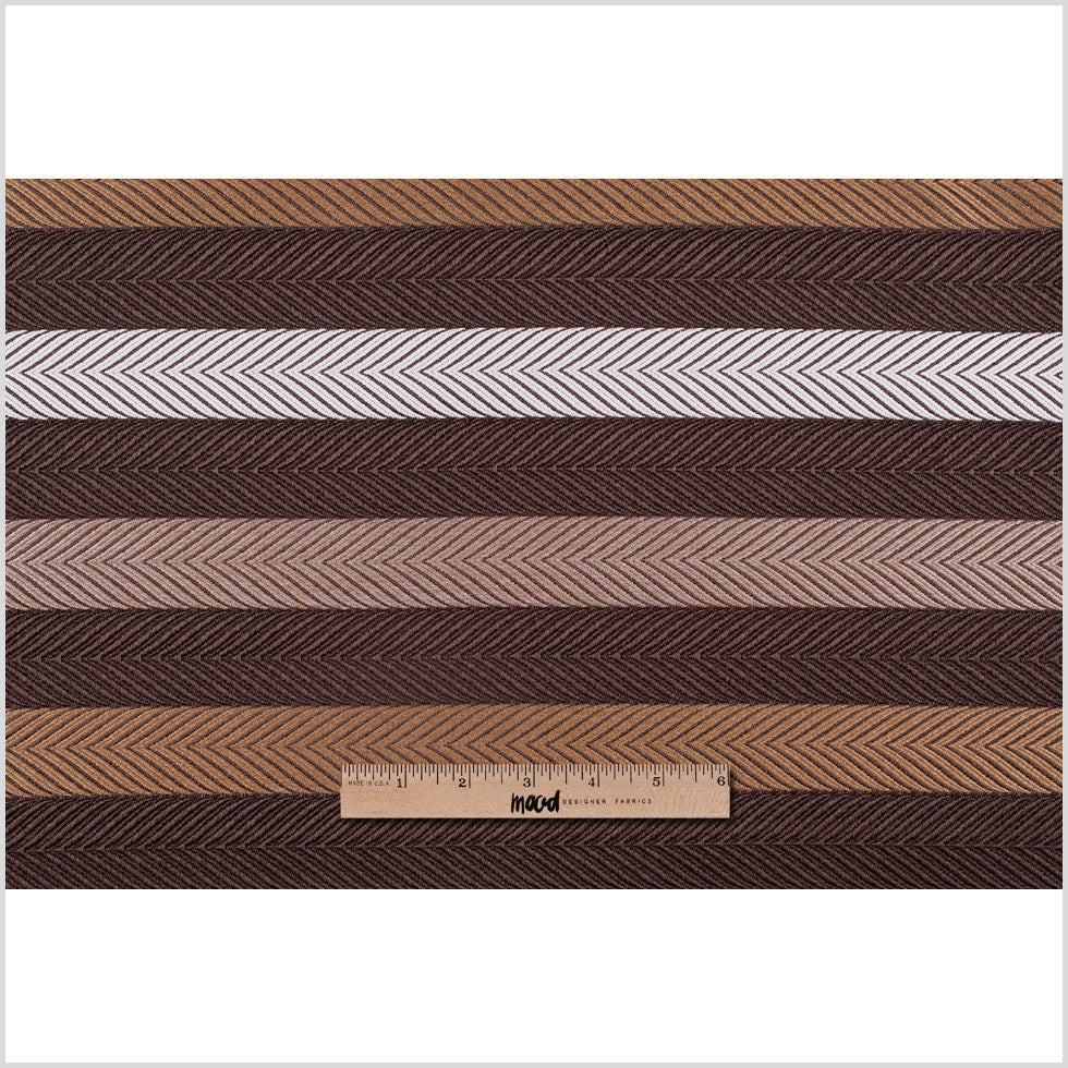 Brown Herringbone Stripes Poly Brocade