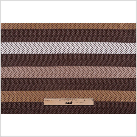 Brown Herringbone Stripes Poly Brocade