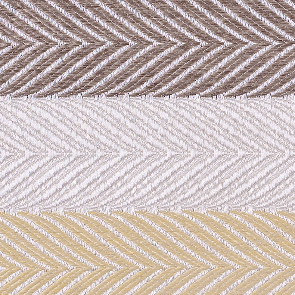 Ivory, Yellow and Green Herringbone Stripes Poly Brocade