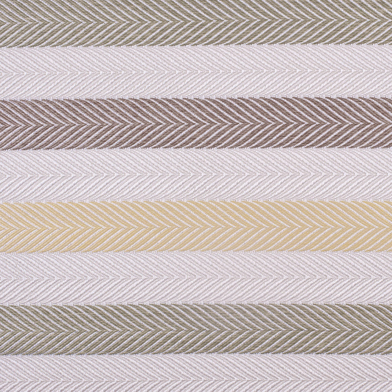 Ivory, Yellow and Green Herringbone Stripes Poly Brocade