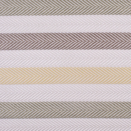 Ivory, Yellow and Green Herringbone Stripes Poly Brocade