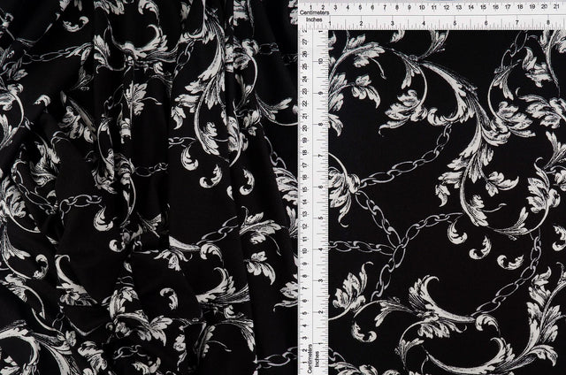 Brushed DTY Print Stretch Knit Black