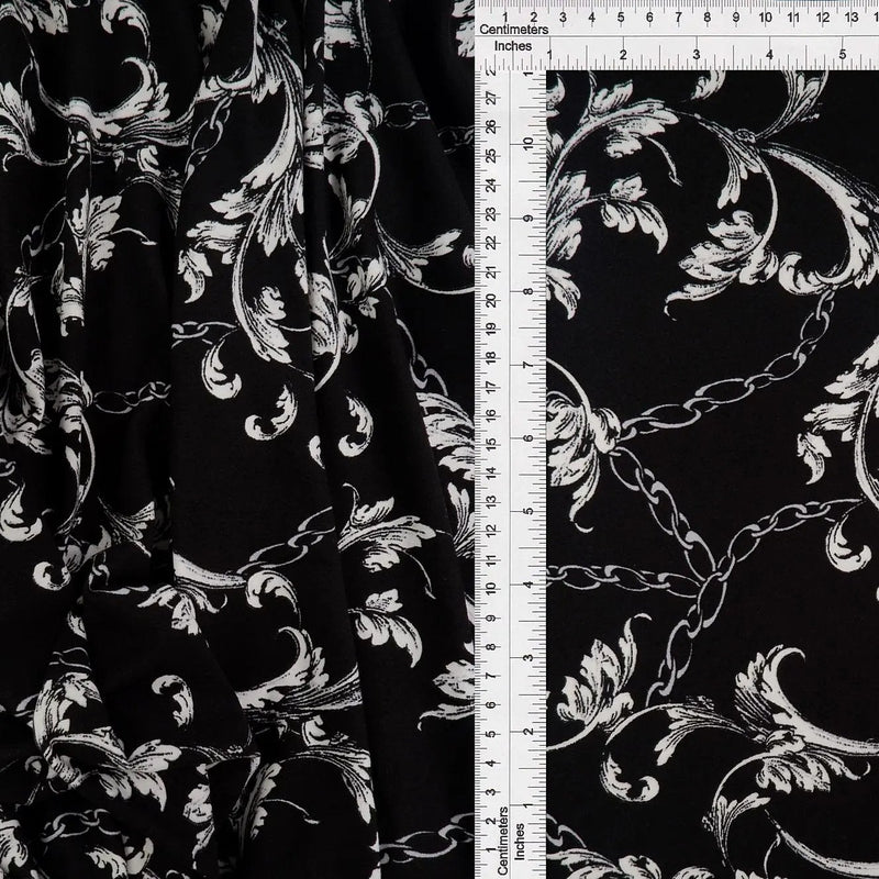 1 Yard Black Status Print Brushed DTY Knit Fabric 1 Yard Soft Stretch Lightweight 58/60" Wide
