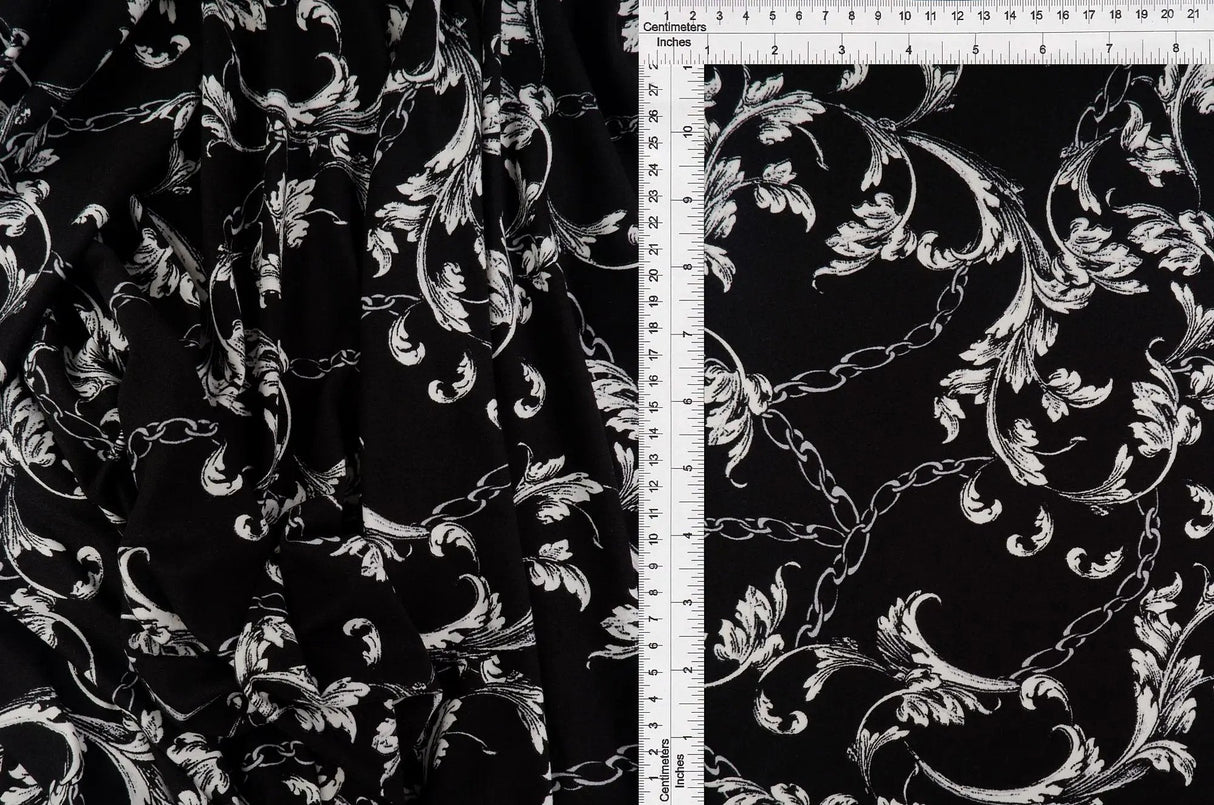 Black Status Print Brushed DTY Knit Fabric 1 Yard Soft Stretch Lightweight 58/60" Wide