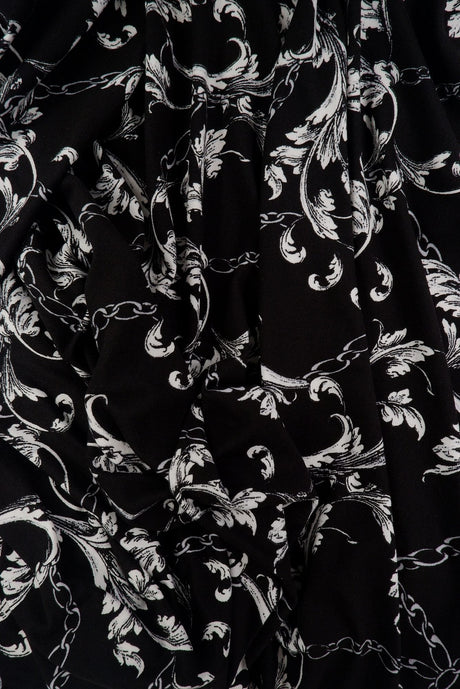 Brushed DTY Print Stretch Knit Black